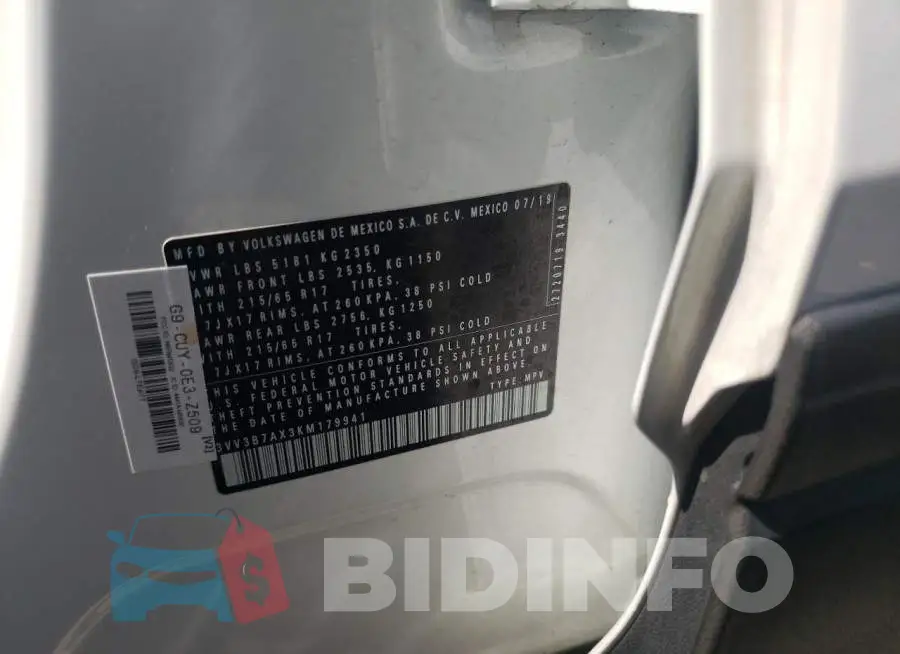 3VV3B7AX3KM179941 Photo# 10