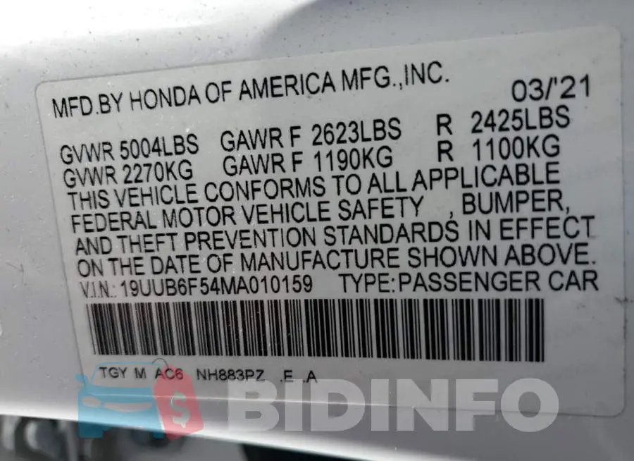 19UUB6F54MA010159 Photo# 10