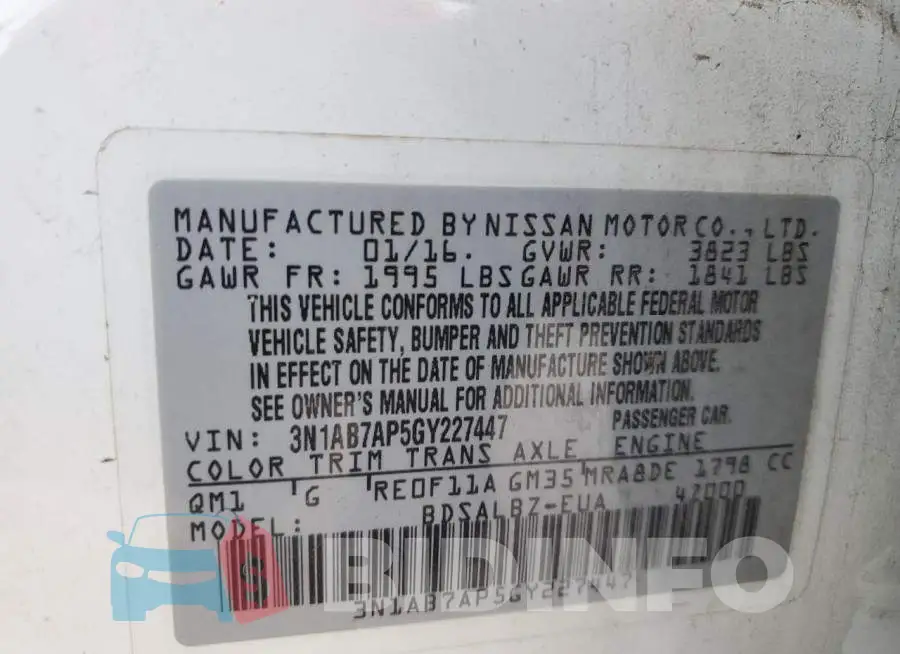 3N1AB7AP5GY227447 Photo# 10