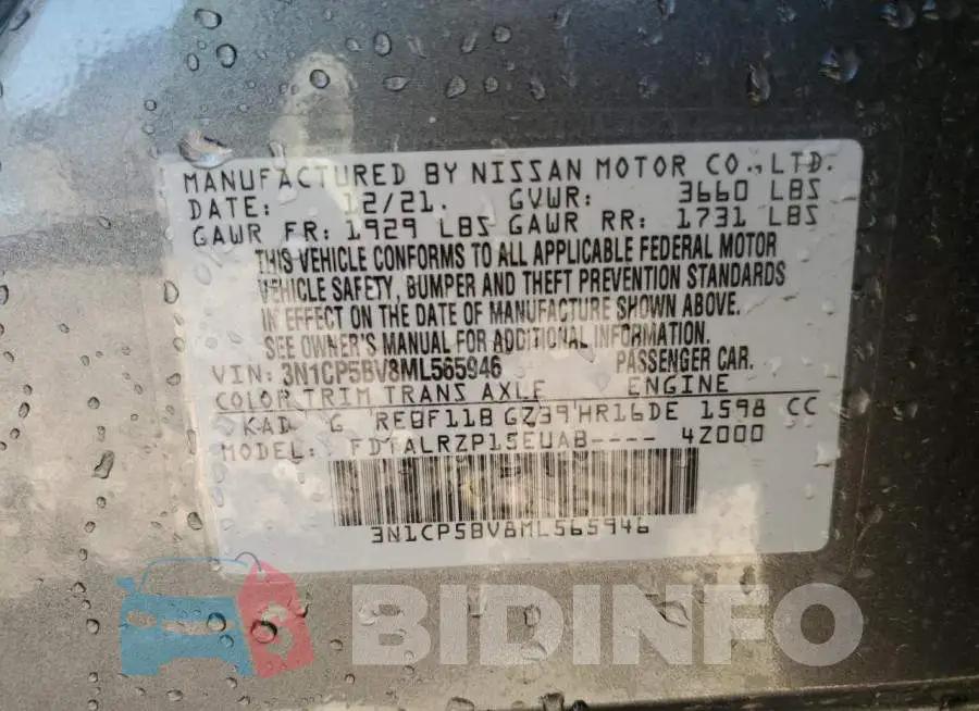 3N1CP5BV8ML565946 Photo# 10