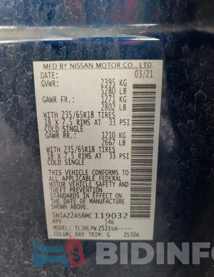 5N1AZ2AS6MC119032 Photo# 10