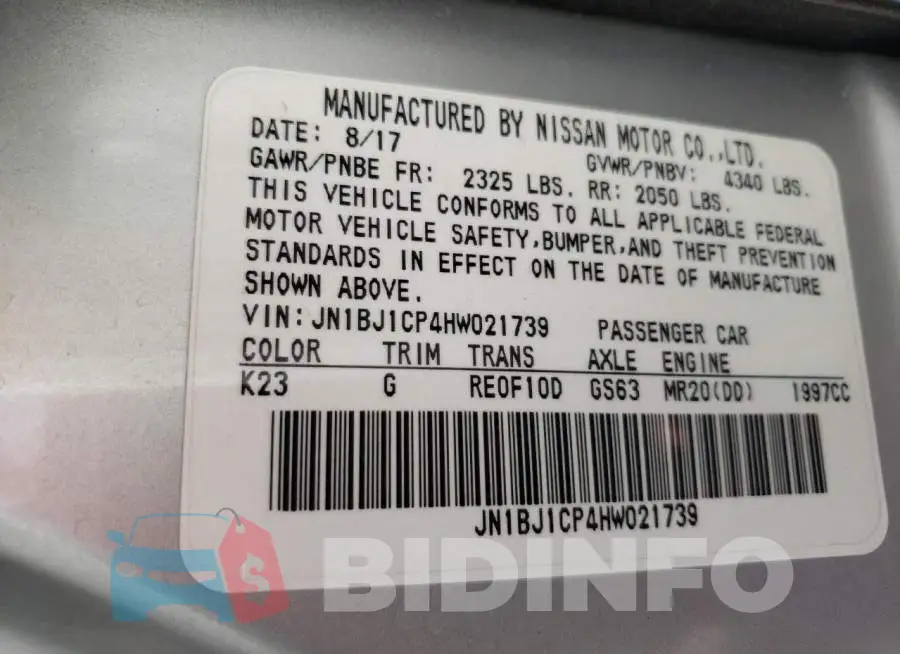 JN1BJ1CP4HW021739 Photo# 10