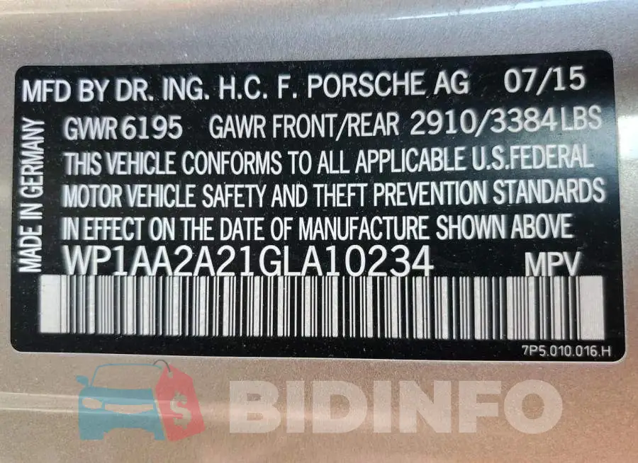 WP1AA2A21GLA10234 Photo# 10