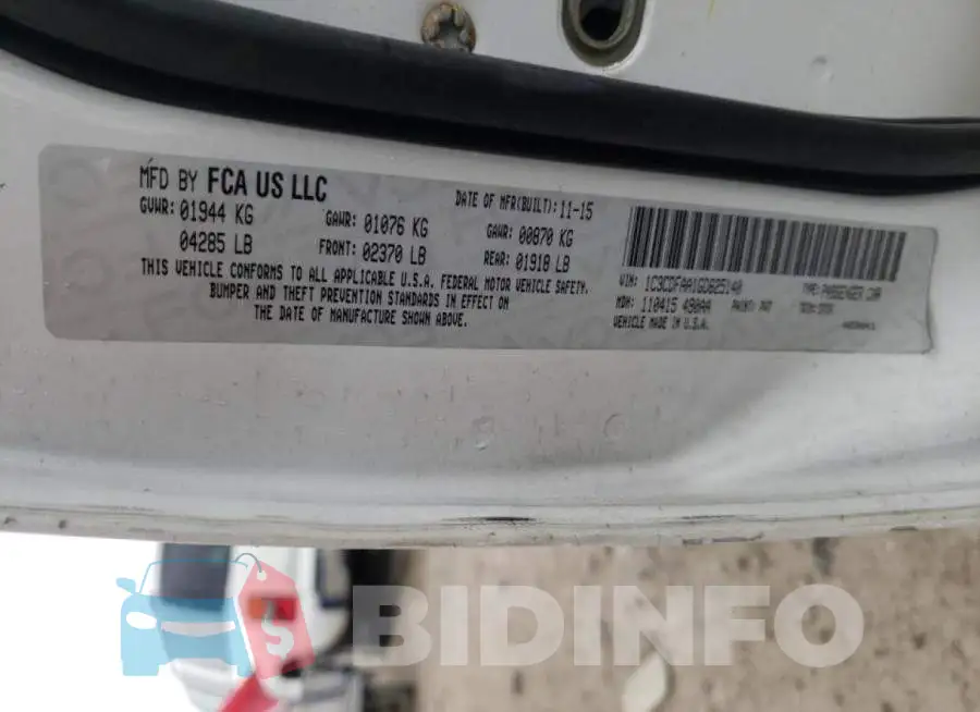 1C3CDFAA1GD625140 Photo# 10