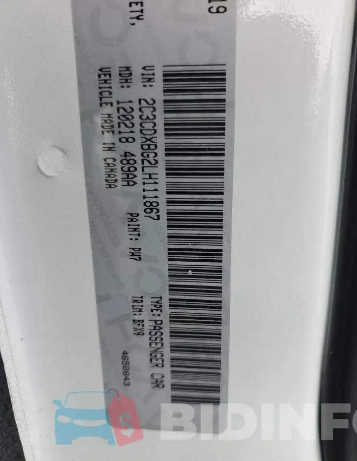 2C3CDXBG2LH111867 Photo# 10