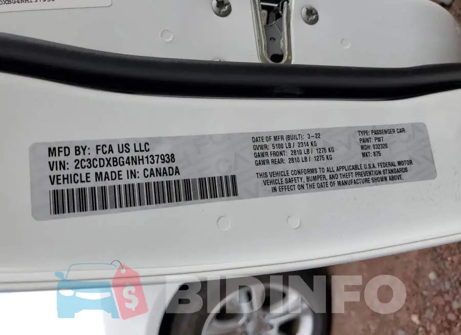 2C3CDXBG4NH137938 Photo# 10
