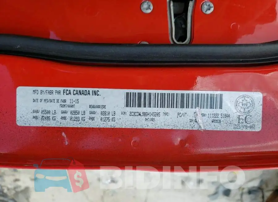 2C3CDXL98GH145205 Photo# 10