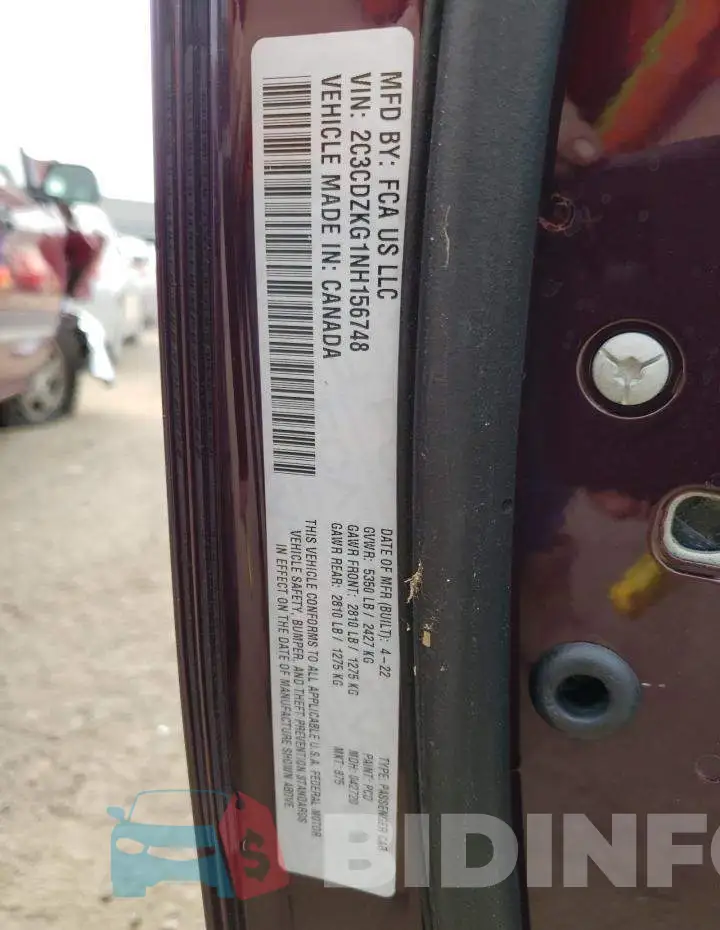 2C3CDZKG1NH156748 Photo# 10