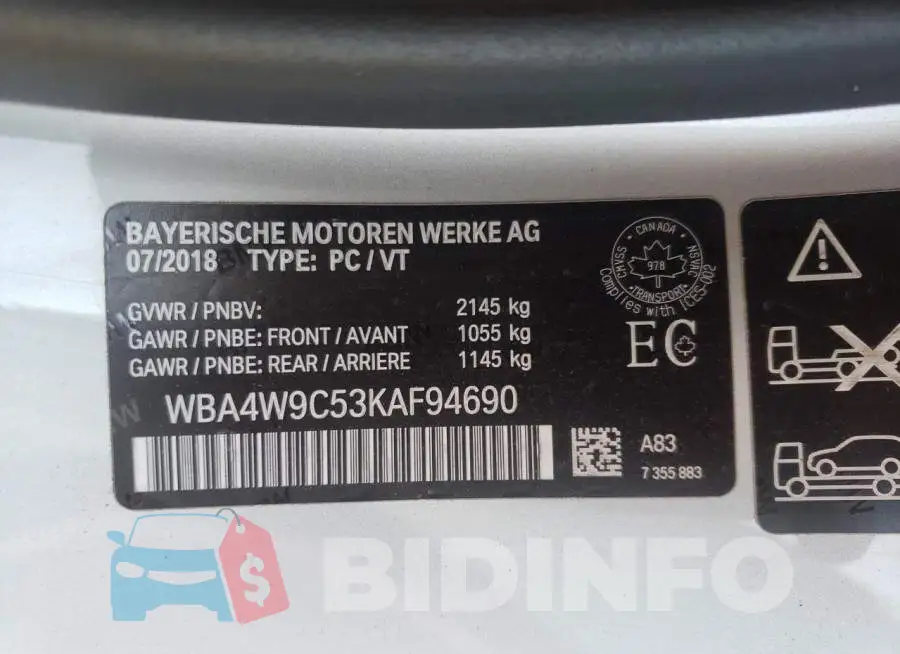 WBA4W9C53KAF94690 Photo# 10