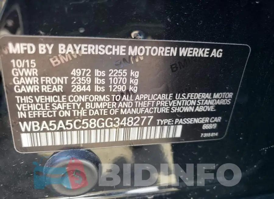 WBA5A5C58GG348277 Photo# 10