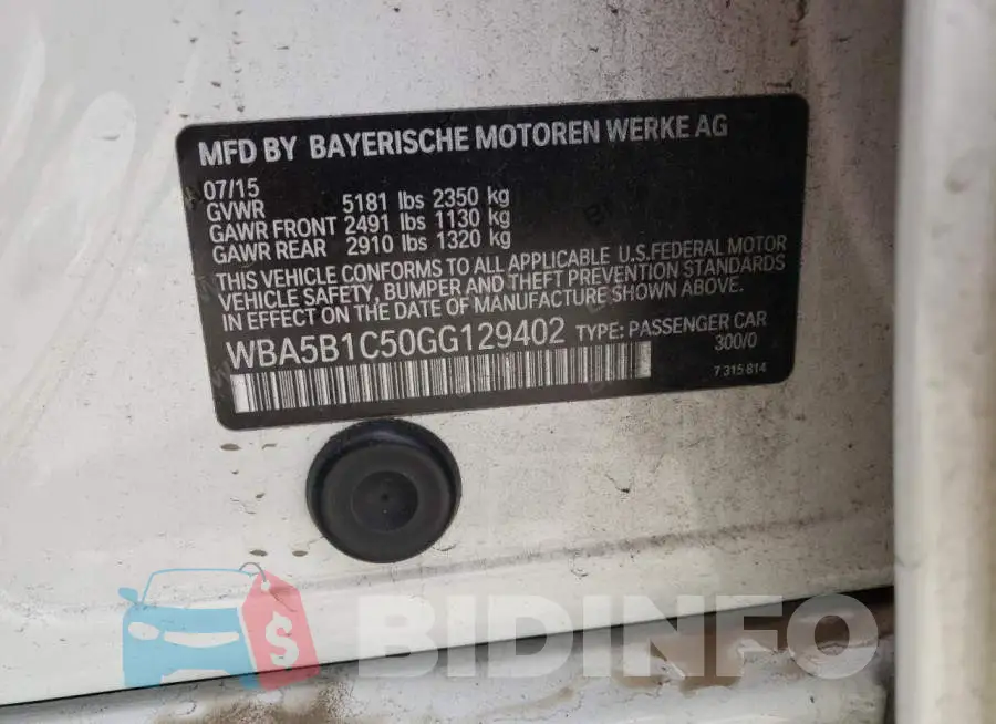 WBA5B1C50GG129402 Photo# 10