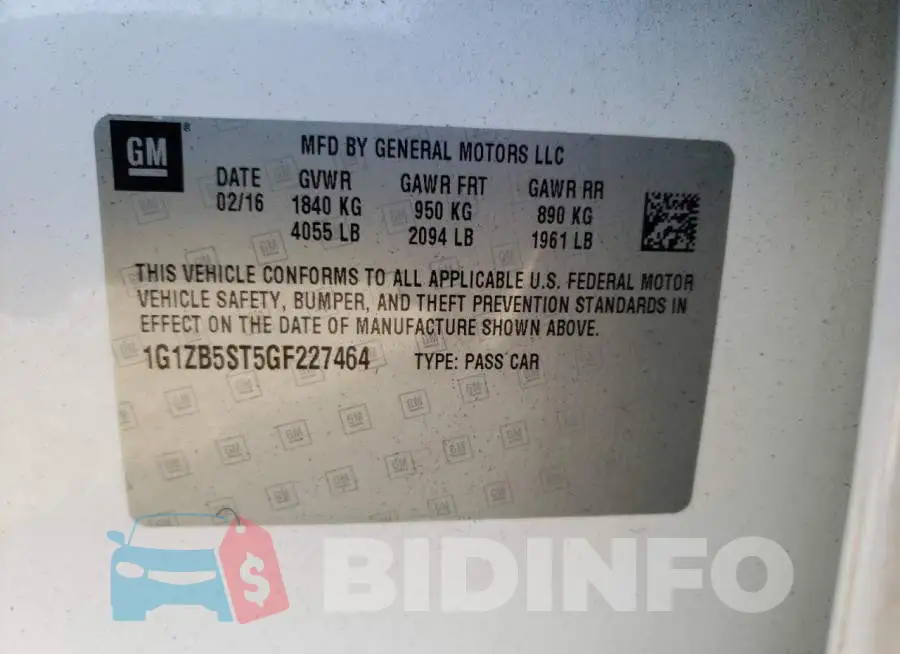 1G1ZB5ST5GF227464 Photo# 10