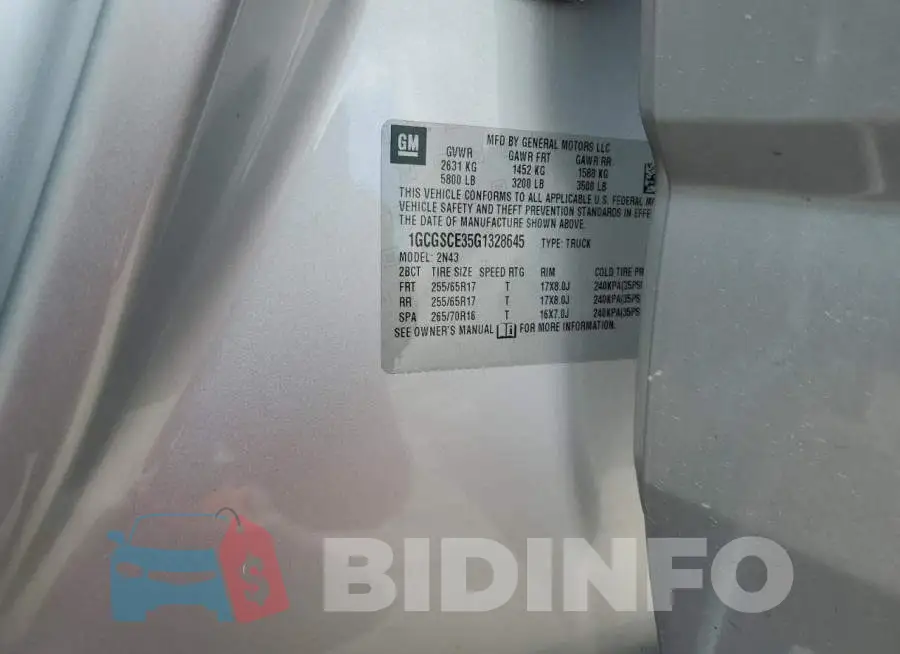 1GCGSCE35G1328645 Photo# 10