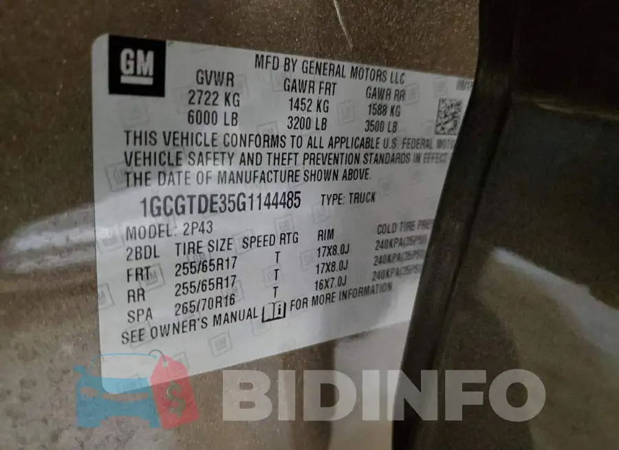 1GCGTDE35G1144485 Photo# 10