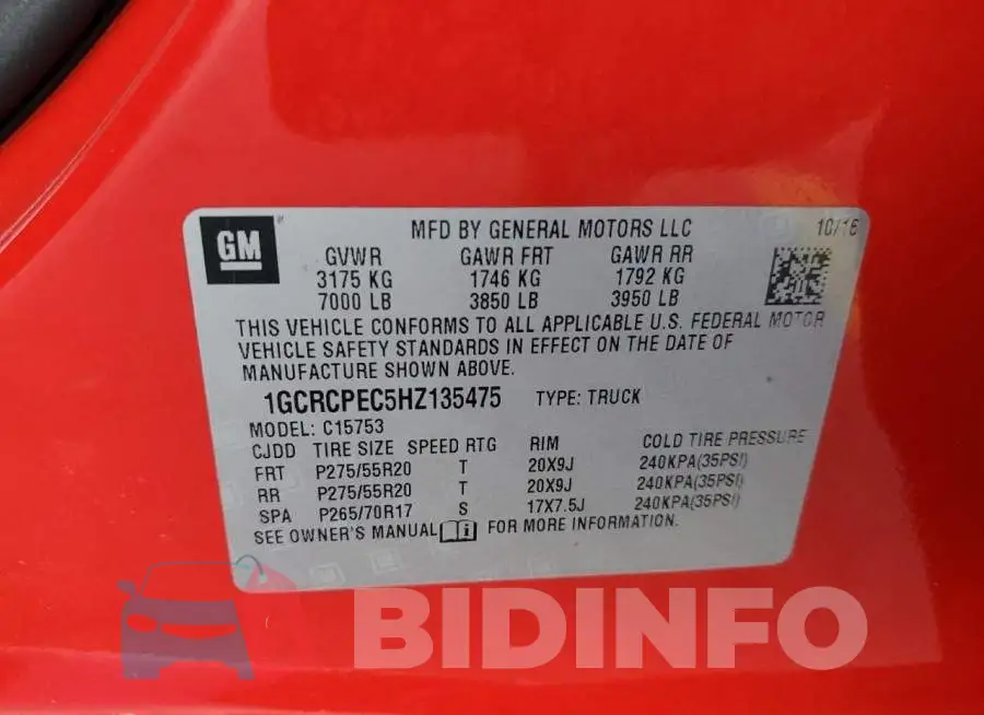 1GCRCPEC5HZ135475 Photo# 10