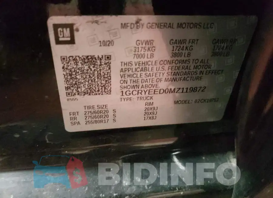 1GCRYEED0MZ119872 Photo# 9