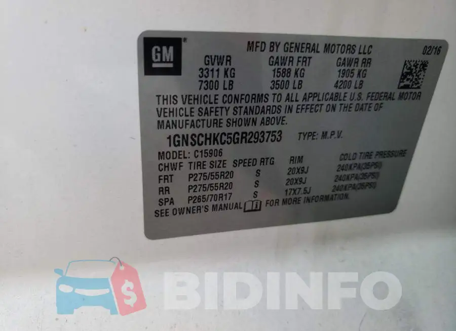 1GNSCHKC5GR293753 Photo# 10