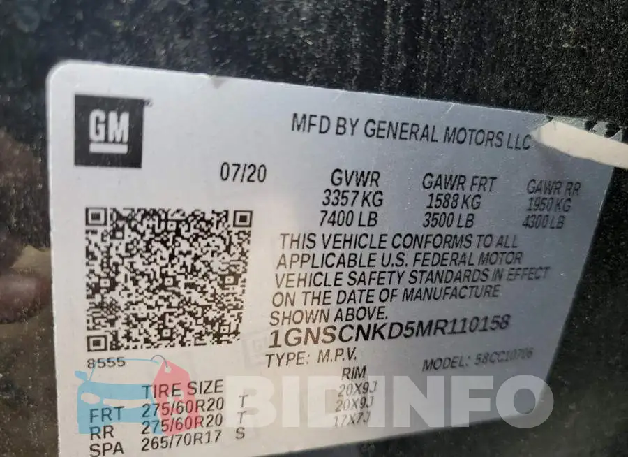 1GNSCNKD5MR110158 Photo# 10