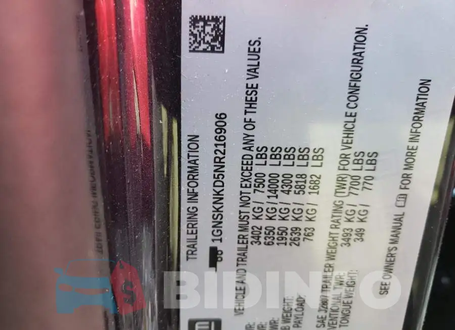 1GNSKNKD5NR216906 Photo# 10