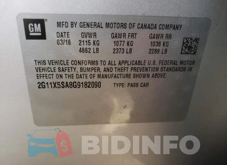 2G11X5SA8G9182090 Photo# 10