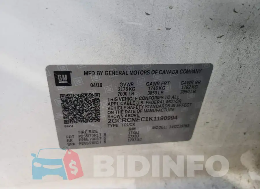 2GCRCNEC1K1190994 Photo# 10