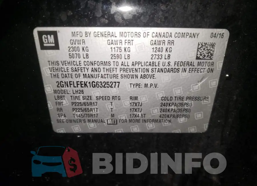 2GNFLFEK1G6325277 Photo# 10
