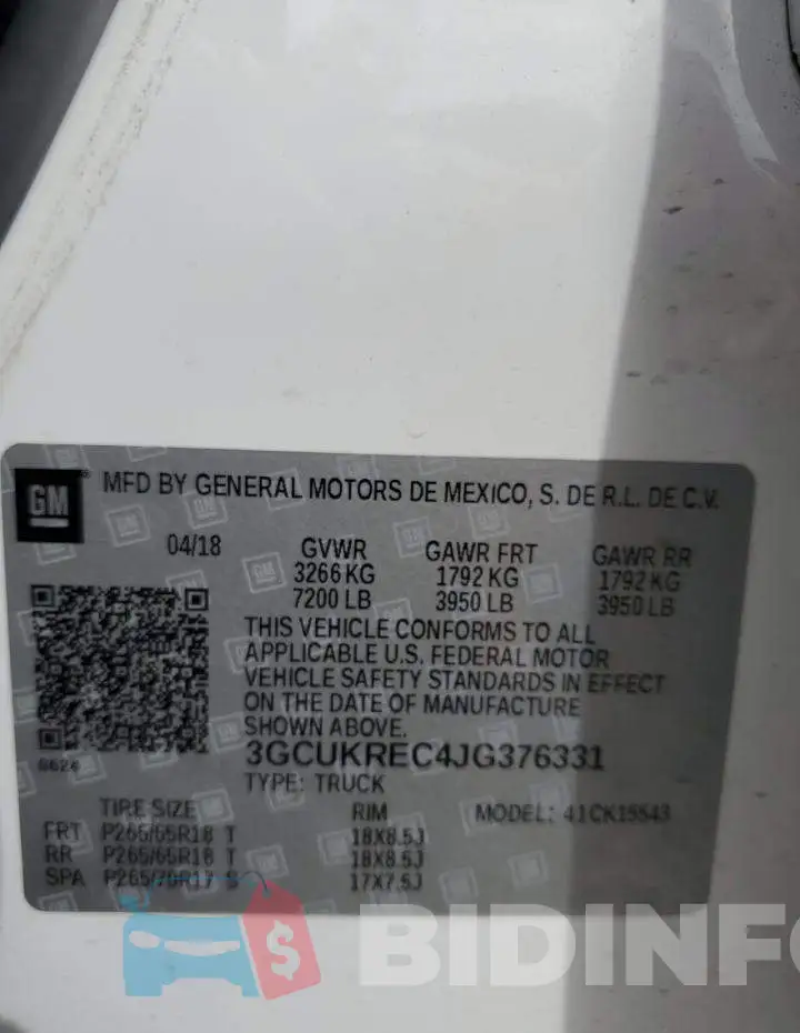 3GCUKREC4JG376331 Photo# 10