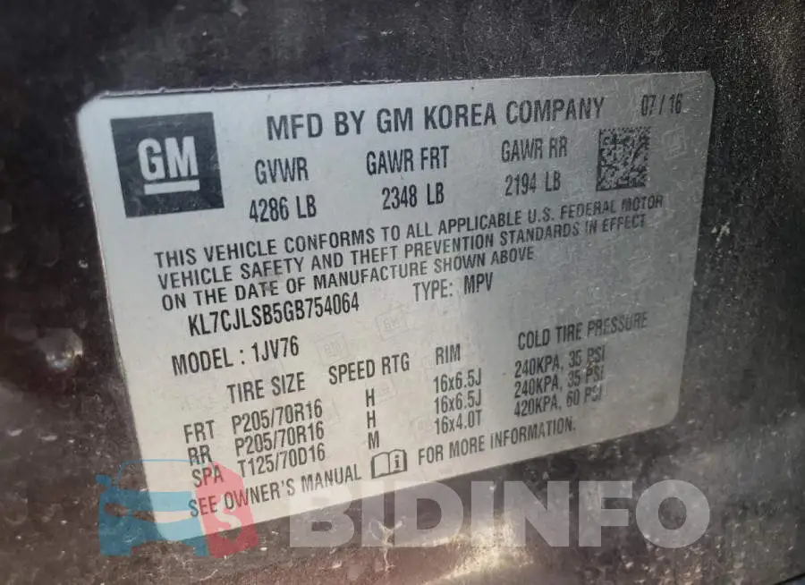 KL7CJLSB5GB754064 Photo# 10