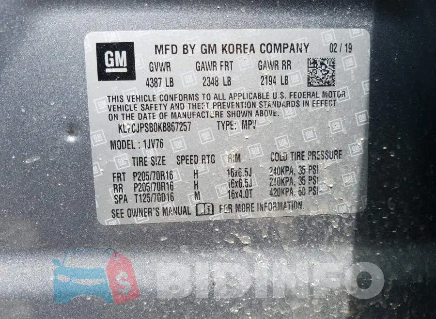 KL7CJPSB0KB867257 Photo# 10