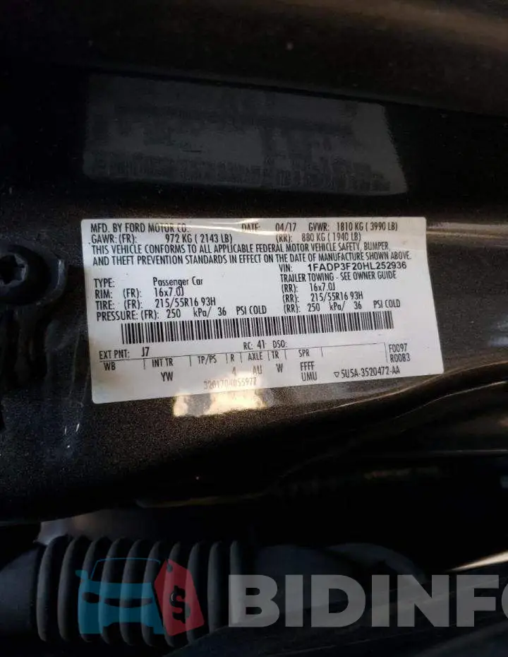 1FADP3F20HL252936 Photo# 10