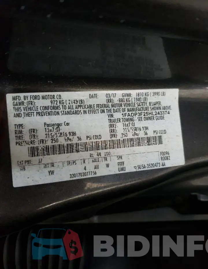 1FADP3F25HL243374 Photo# 10