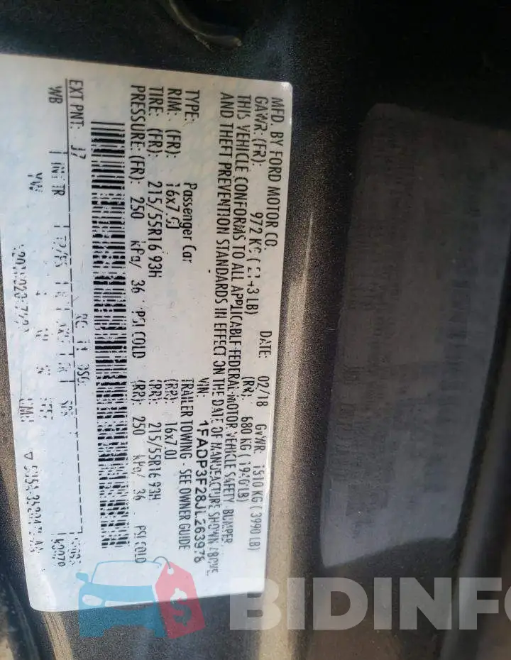 1FADP3F28JL263978 Photo# 10