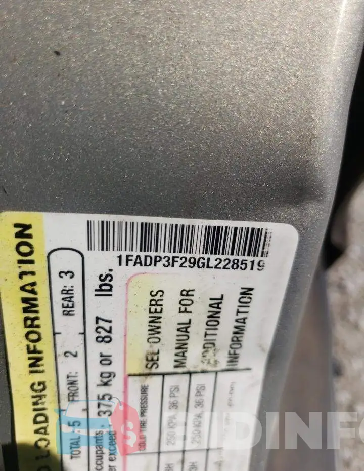 1FADP3F29GL228519 Photo# 10
