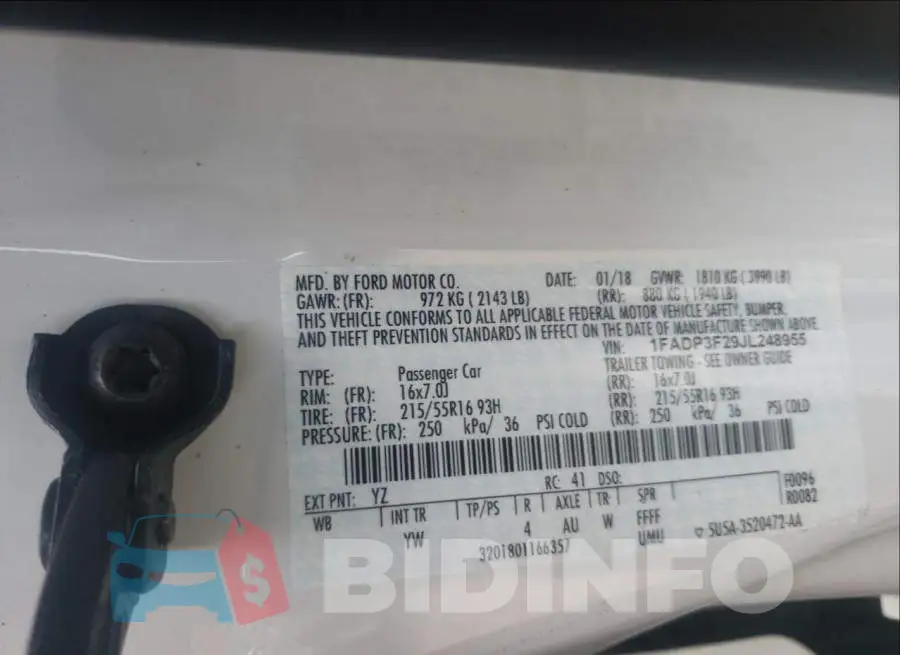 1FADP3F29JL248955 Photo# 10