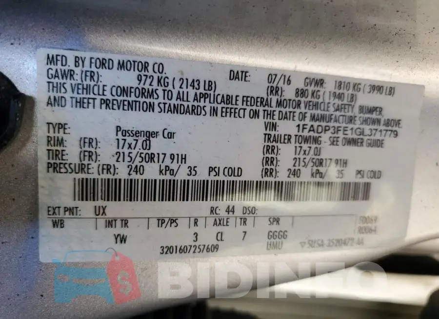 1FADP3FE1GL371779 Photo# 10
