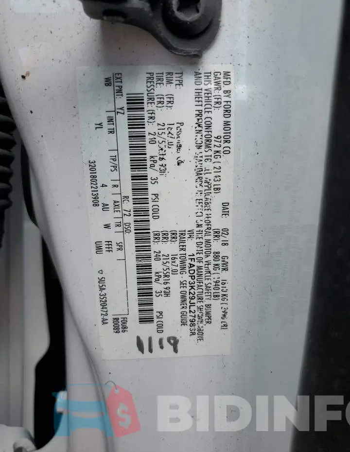 1FADP3K29JL279838 Photo# 10