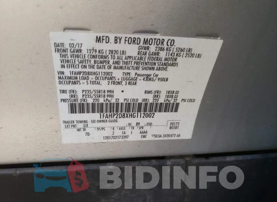 1FAHP2D8XHG112002 Photo# 10