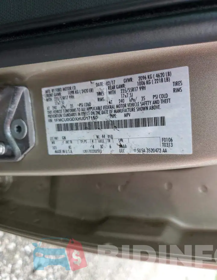 1FMCU0GDXHUD17150 Photo# 10