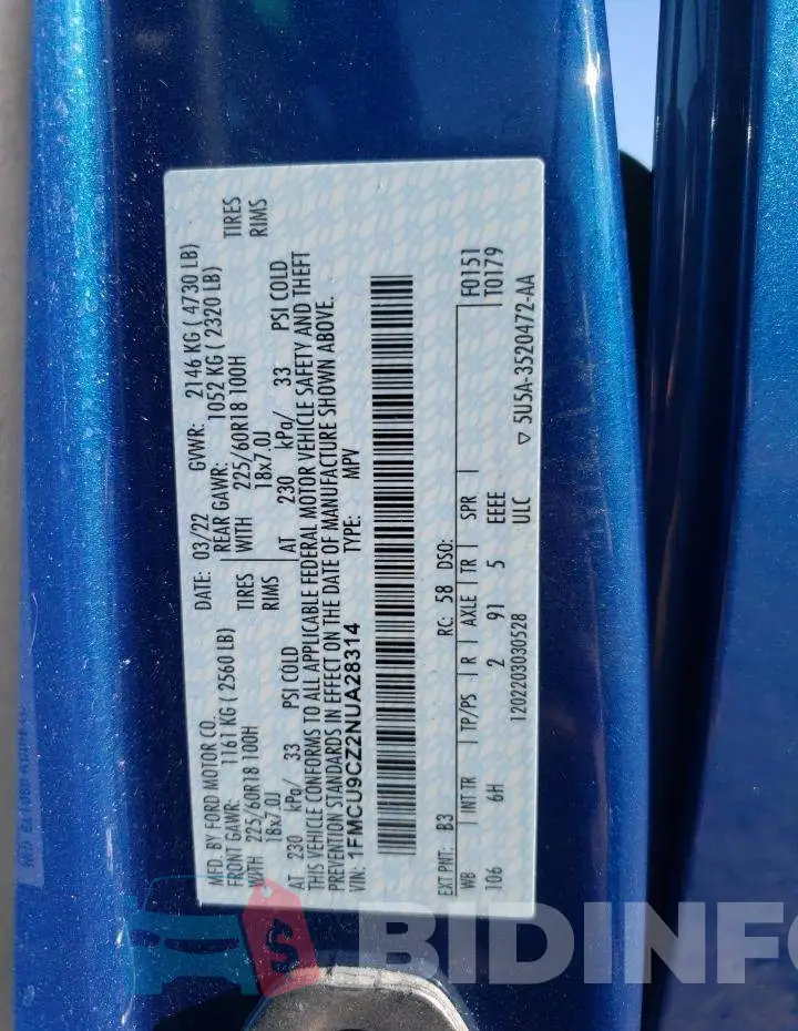 1FMCU9CZ2NUA28314 Photo# 10