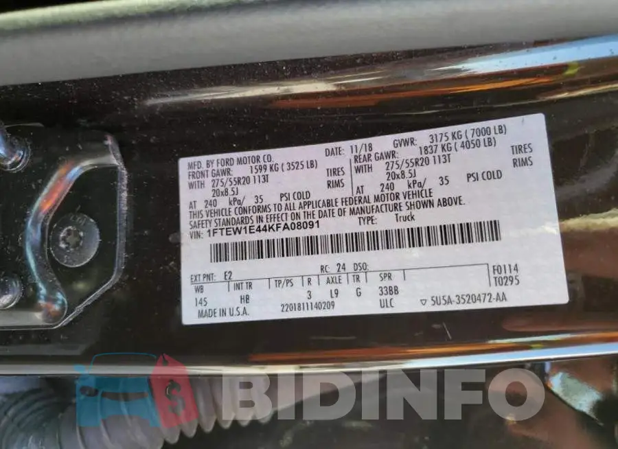 1FTEW1E44KFA08091 Photo# 10