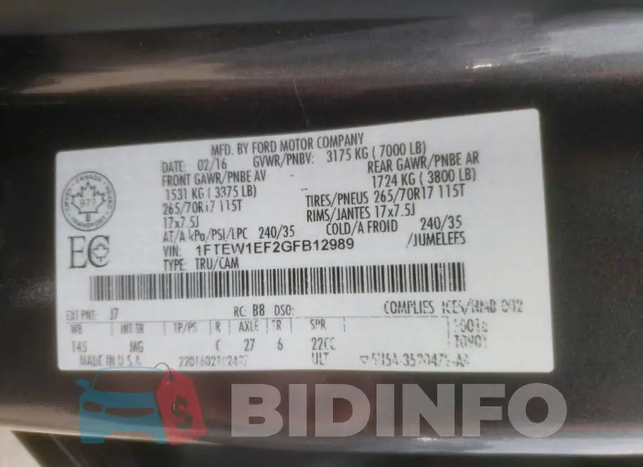 1FTEW1EF2GFB12989 Photo# 10