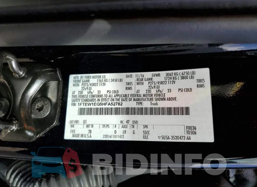 1FTEW1EG5HFA52782 Photo# 10