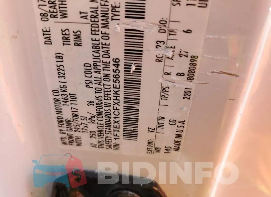 1FTEX1CFXHKE56546 Photo# 10