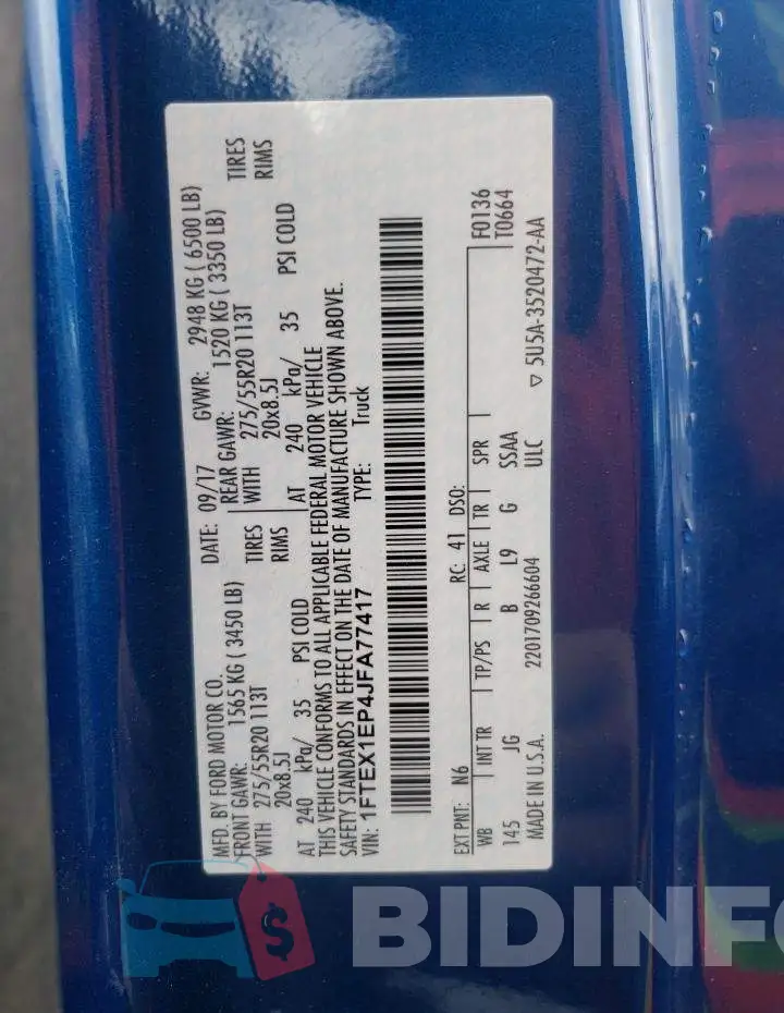 1FTEX1EP4JFA77417 Photo# 10