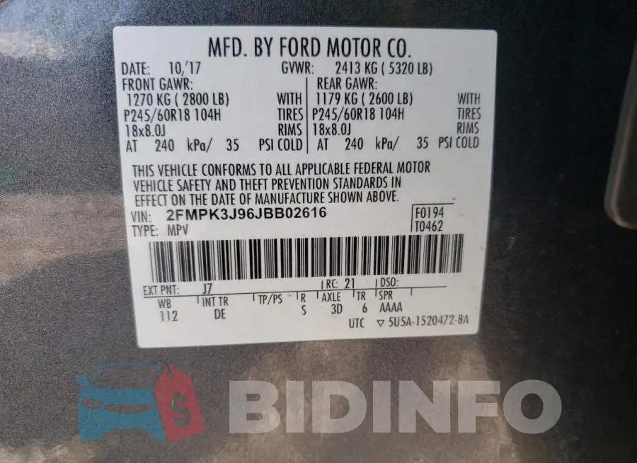 2FMPK3J96JBB02616 Photo# 10