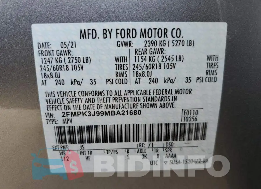 2FMPK3J99MBA21680 Photo# 10