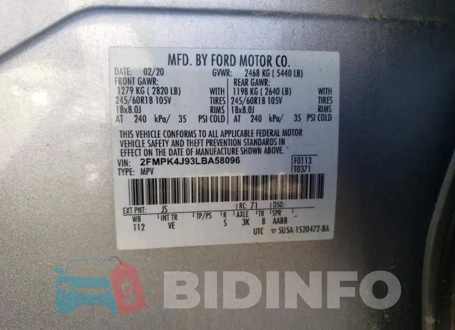 2FMPK4J93LBA58096 Photo# 10