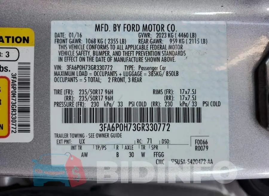 3FA6P0H73GR330772 Photo# 10