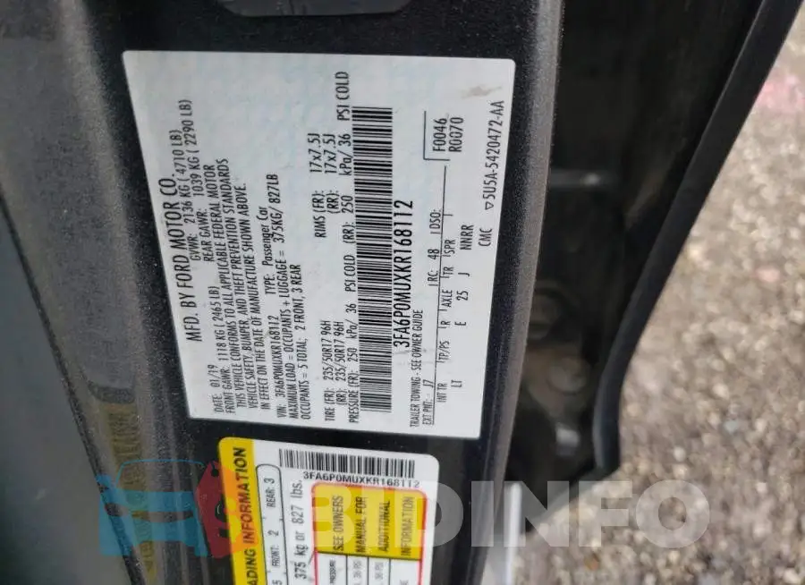 3FA6P0MUXKR168112 Photo# 10