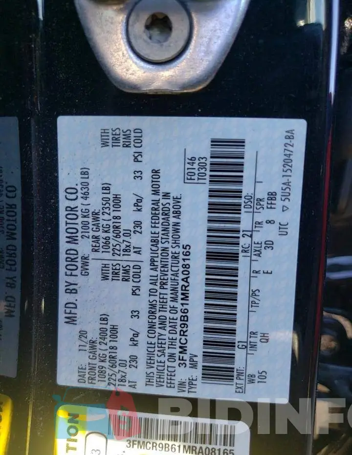 3FMCR9B61MRA08165 Photo# 10